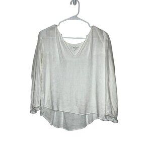 Velvet By Graham & Spencer White Long-Sleeve Blouse V-Neck Women’s Size Small